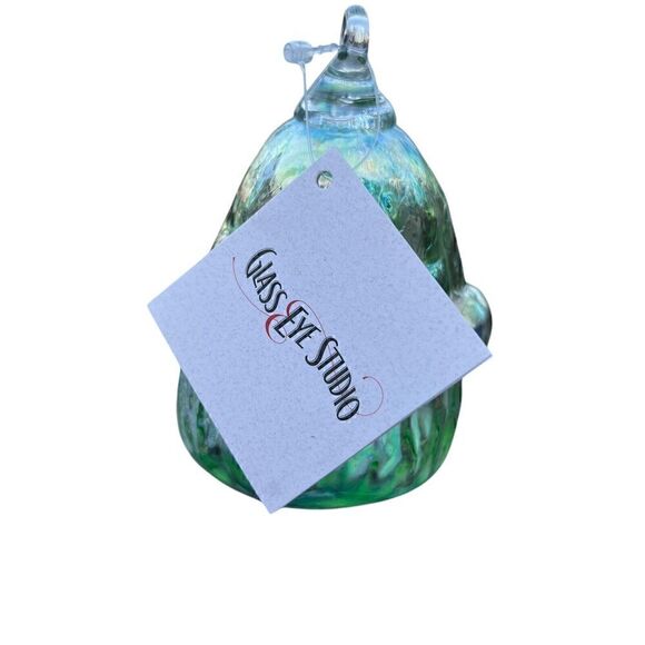 NWT Glass Eye Studio Christmas Ornament Santa Green Iridescent . - Picture 4 of 6